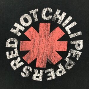 Red Hot Chili Peppers T-Shirt XL Black Distressed Logo Bravado Official Band Tee